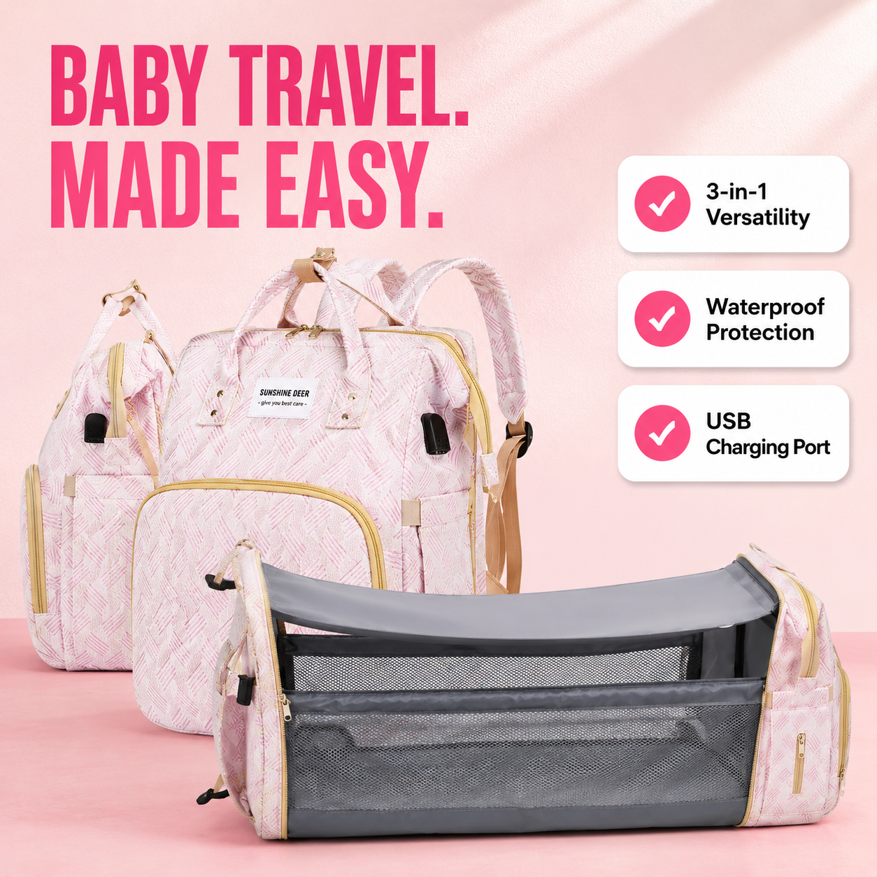 Nestara 3-in-1 Travel Diaper Backpack