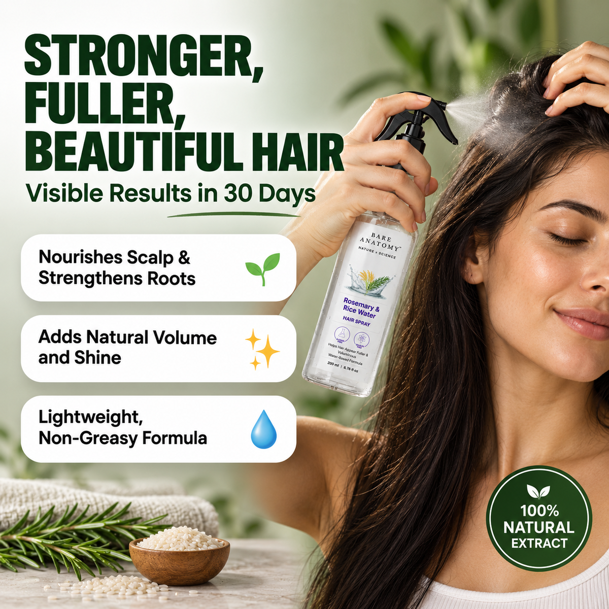 Bare Anatomy™ Rosemary & Rice Water Spray